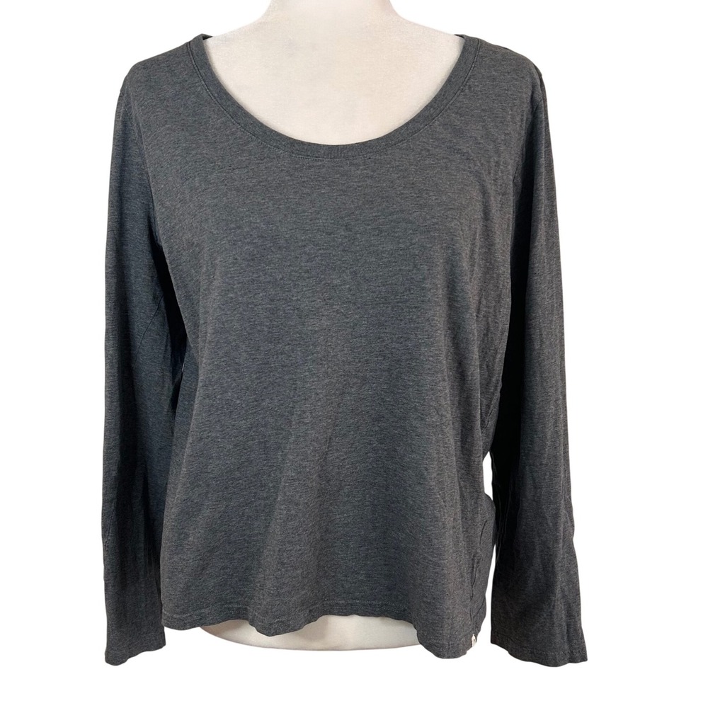 Pact Womens Charcoal Grey 100% Organic Cotton Long Sleeve Scoop Neck Tee XL